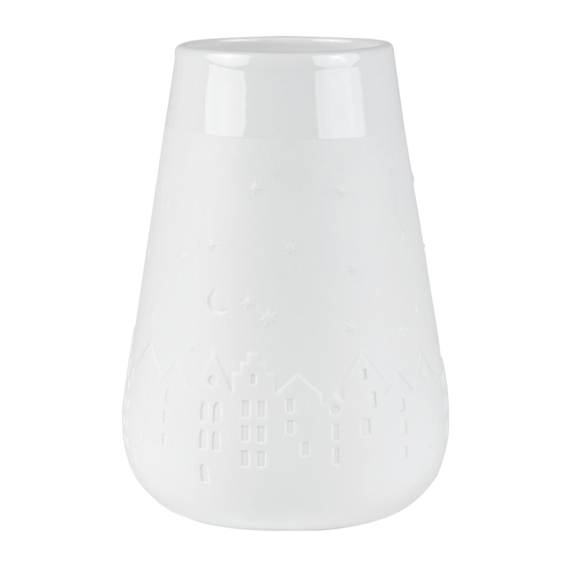 Poetry White Porcelain Vase with Embossed Winter Design - Flower Vase and Sculptural Vase for Home Decor