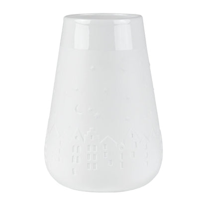 Poetry White Porcelain Vase with Embossed Winter Design - Flower Vase and Sculptural Vase for Home Decor