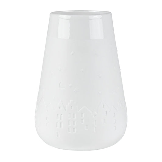 Poetry White Porcelain Vase with Embossed Winter Design - Flower Vase and Sculptural Vase for Home Decor
