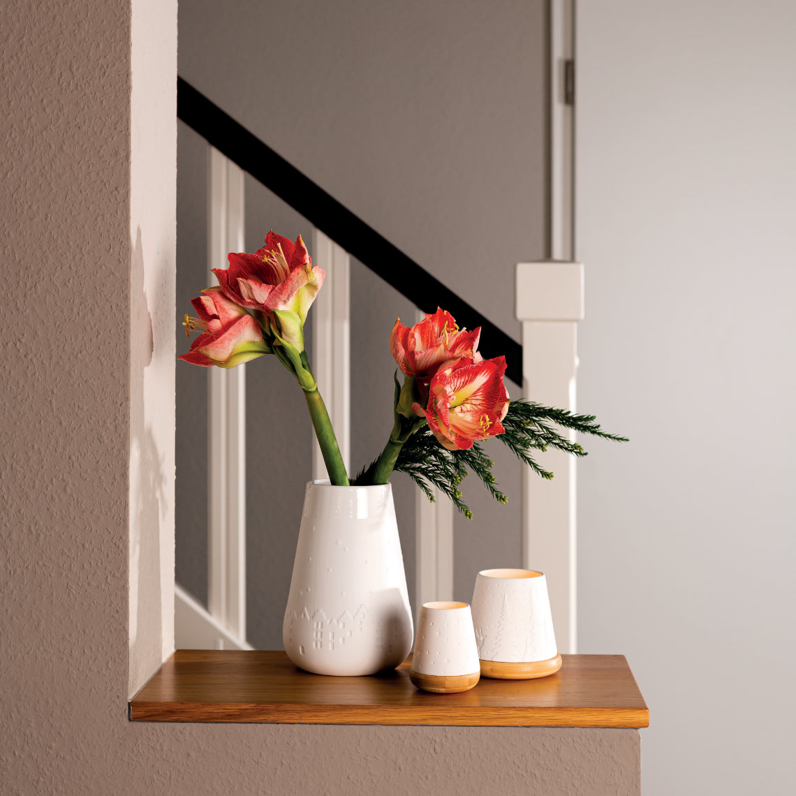 Poetry White Porcelain Vase with Embossed Winter Design - Flower Vase and Sculptural Vase for Home Decor product image