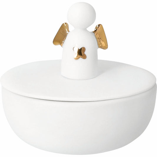 Porcelain Angel Figurine Trinket Box with Lid for Treasures and Jewelry