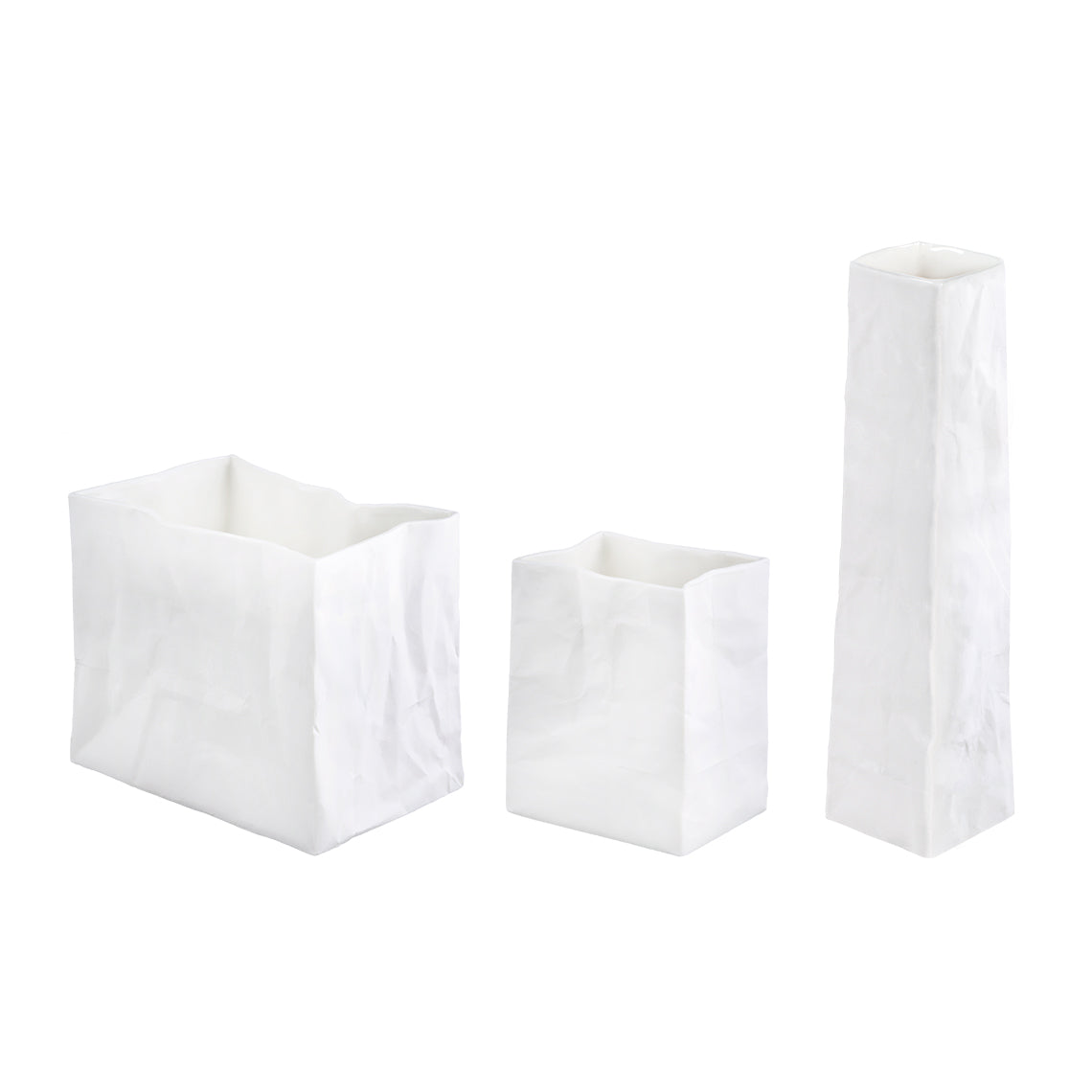 Porcelain Bag Design Vase and Flower Vase 3 Piece Set – Modern Home Decor