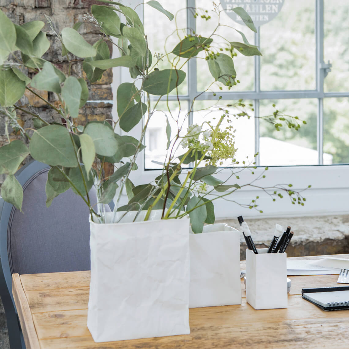 Porcelain Bag Design Vase – Food Safe, Catchall, Storage Vessel & Modern Home Decor product image