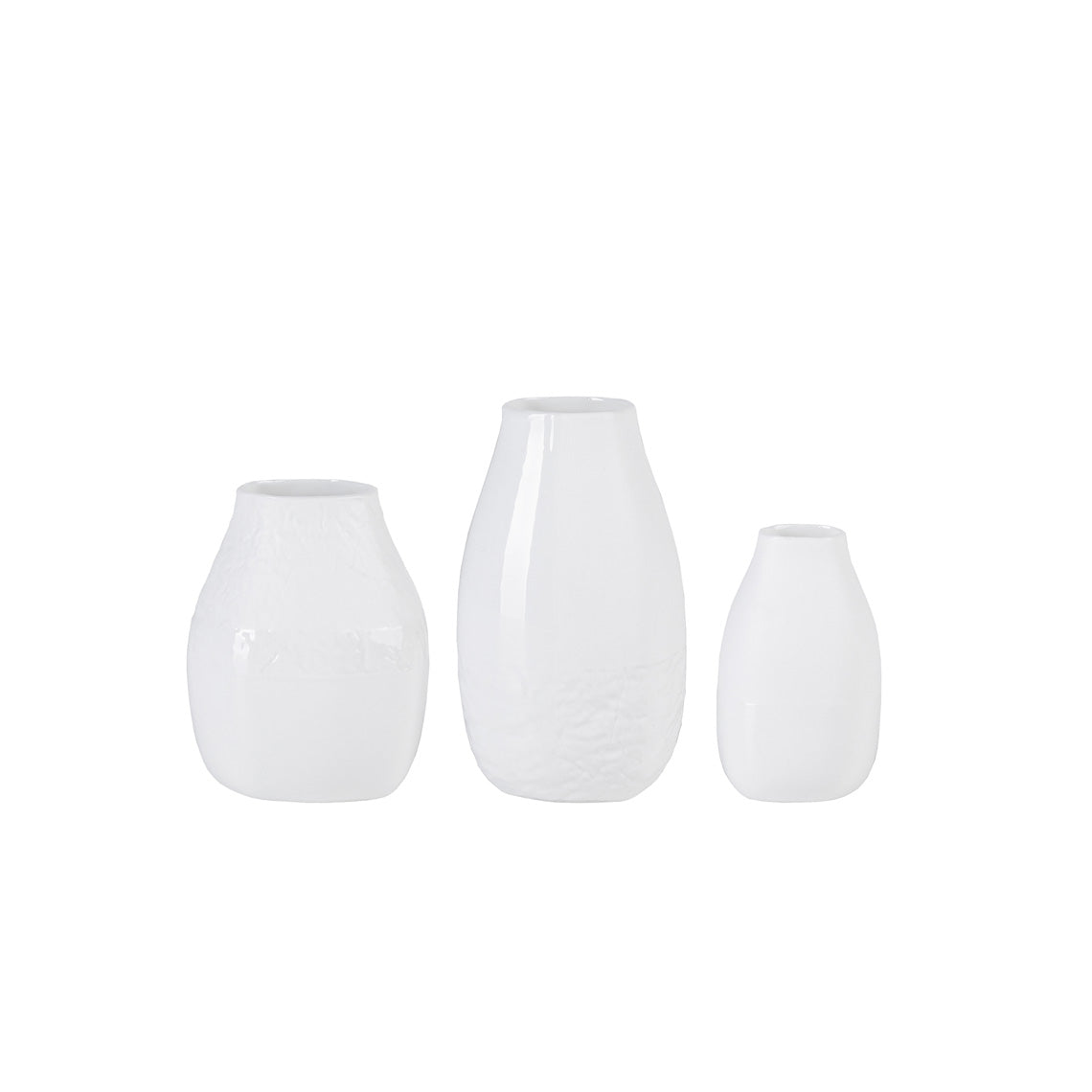 Porcelain Freeform Organic Shape Mini Vase Set of 3 - White Minimalist Scandinavian Design