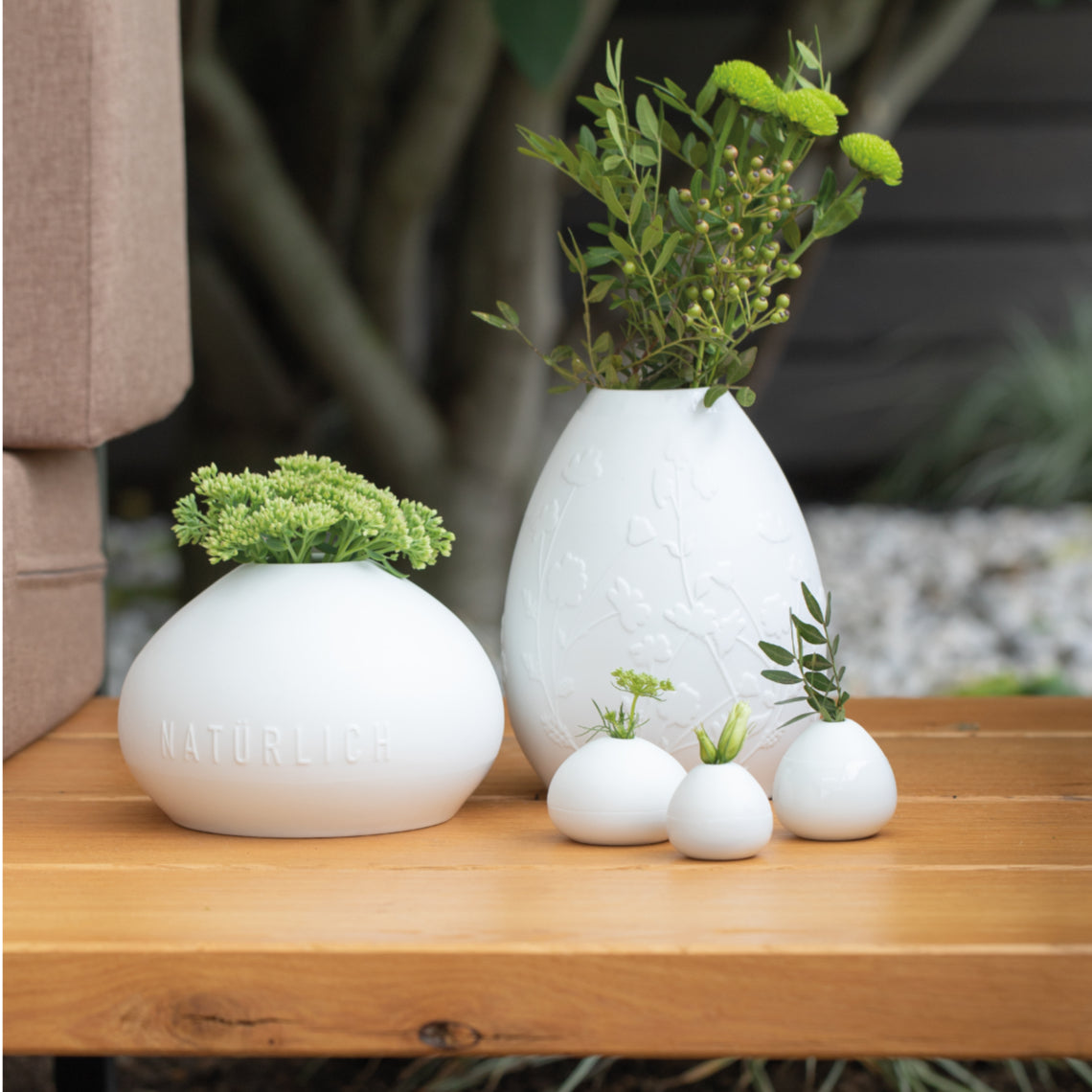 Porcelain Globe Shape Mini Vases - Set of 3 Sculptural and Tiny Flower Vase product image