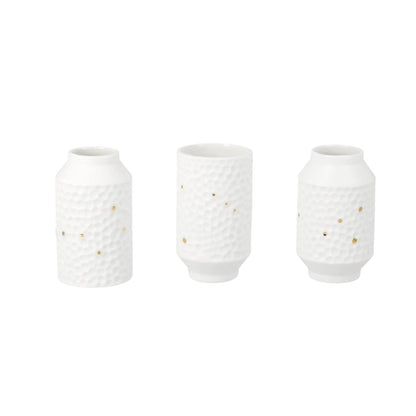 Porcelain Mini Vase Ste of 3 Featuring Star Constellation Design with Gold Accents