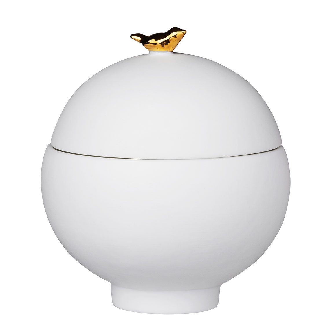 Porcelain Stories Decorative Flock of Birds Canister with Lid – Handcrafted Catchall Dish with Gold Accents - Food Safe