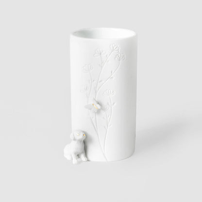 Porcelain Stories Decorative Puppy Dog Vase - Handcrafted Flower and Sculptural Vase