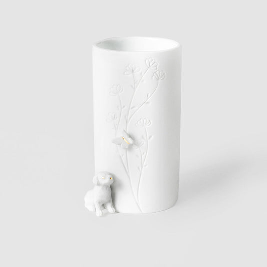 Porcelain Stories Decorative Puppy Dog Vase - Handcrafted Flower and Sculptural Vase