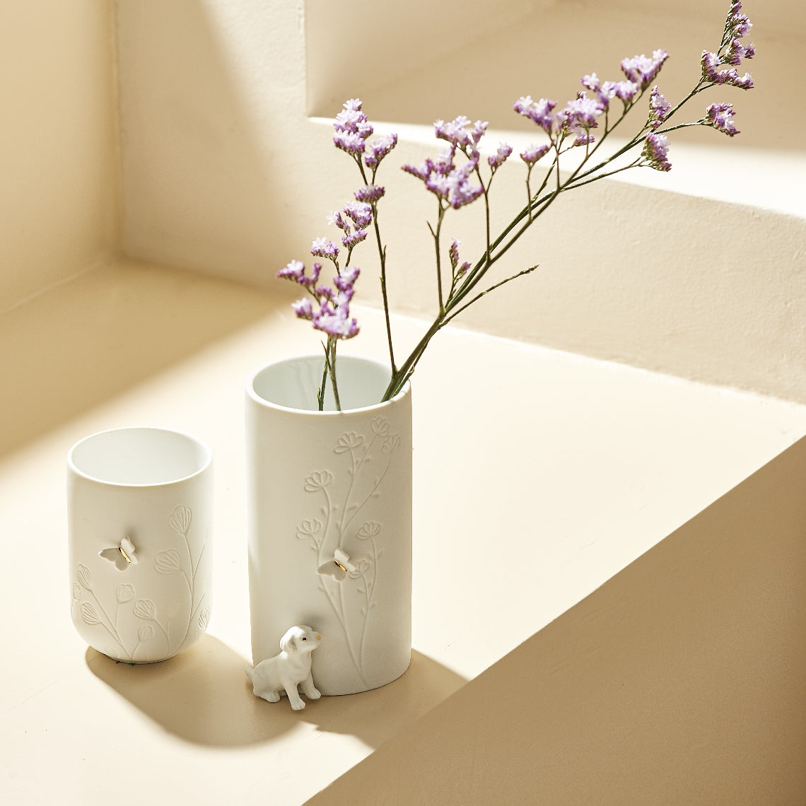 Porcelain Stories Decorative Puppy Dog Vase - Handcrafted Flower and Sculptural Vase product image