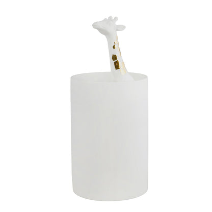 Porcelain Stories Porcelain Giraffe Vase with Gold Accent - Sculptural and Flower Vase