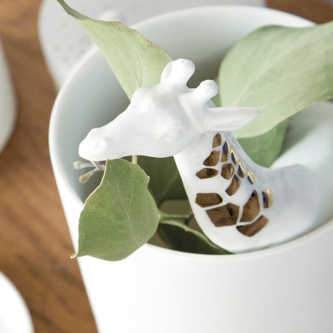 Porcelain Stories Porcelain Giraffe Vase with Gold Accent - Sculptural and Flower Vase product image