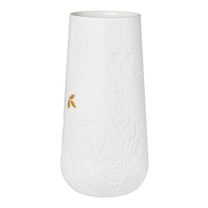 Porcelain Stories White Porcelain Vase with Gold Leaf Accent - Handcrafted Decorative Flower Vase product image