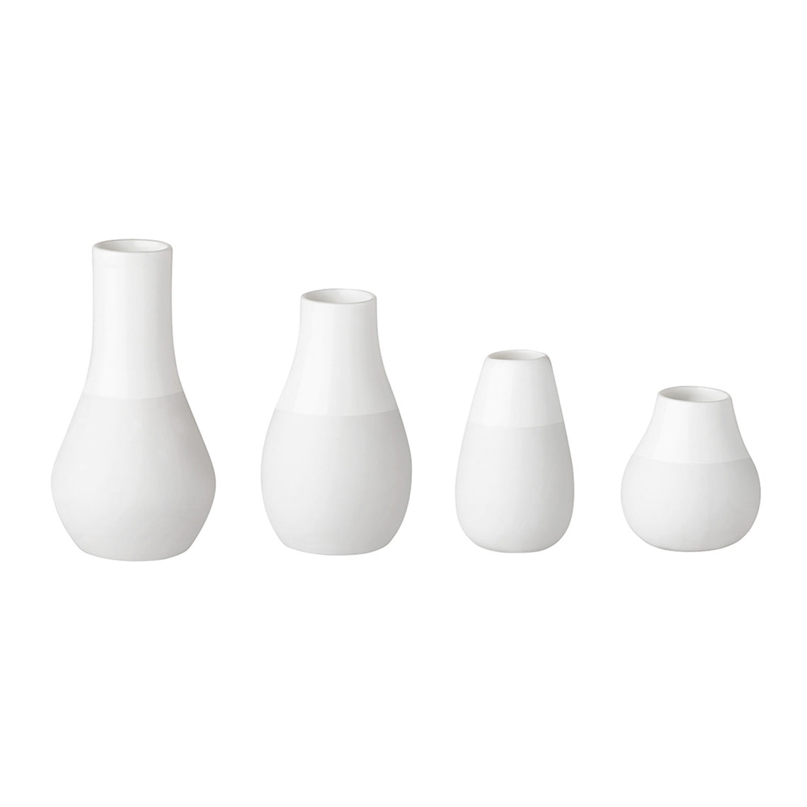 Porcelain White Mini Vases Set of 4 – Scandinavian Vase Gift Set for Tiny Flowers or Buds