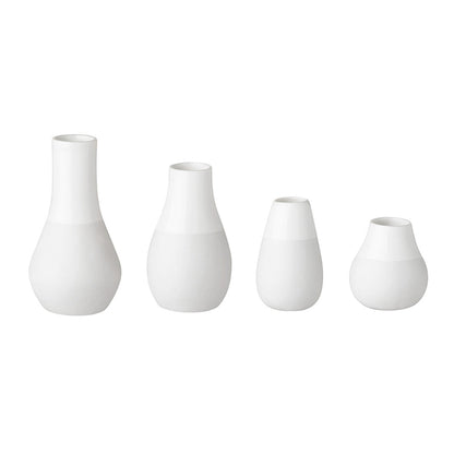 Porcelain White Mini Vases Set of 4 – Scandinavian Vase Gift Set for Tiny Flowers or Buds
