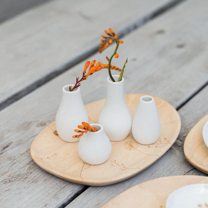 Porcelain White Mini Vases Set of 4 – Scandinavian Vase Gift Set for Tiny Flowers or Buds product image