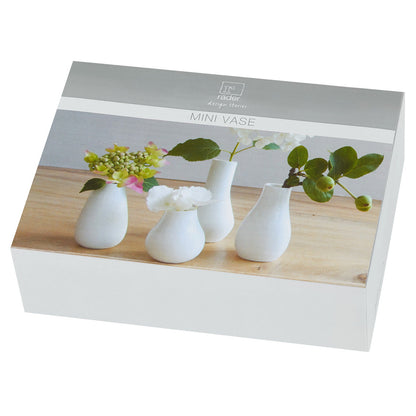 Porcelain White Mini Vases Set of 4 – Scandinavian Vase Gift Set for Tiny Flowers or Buds product image
