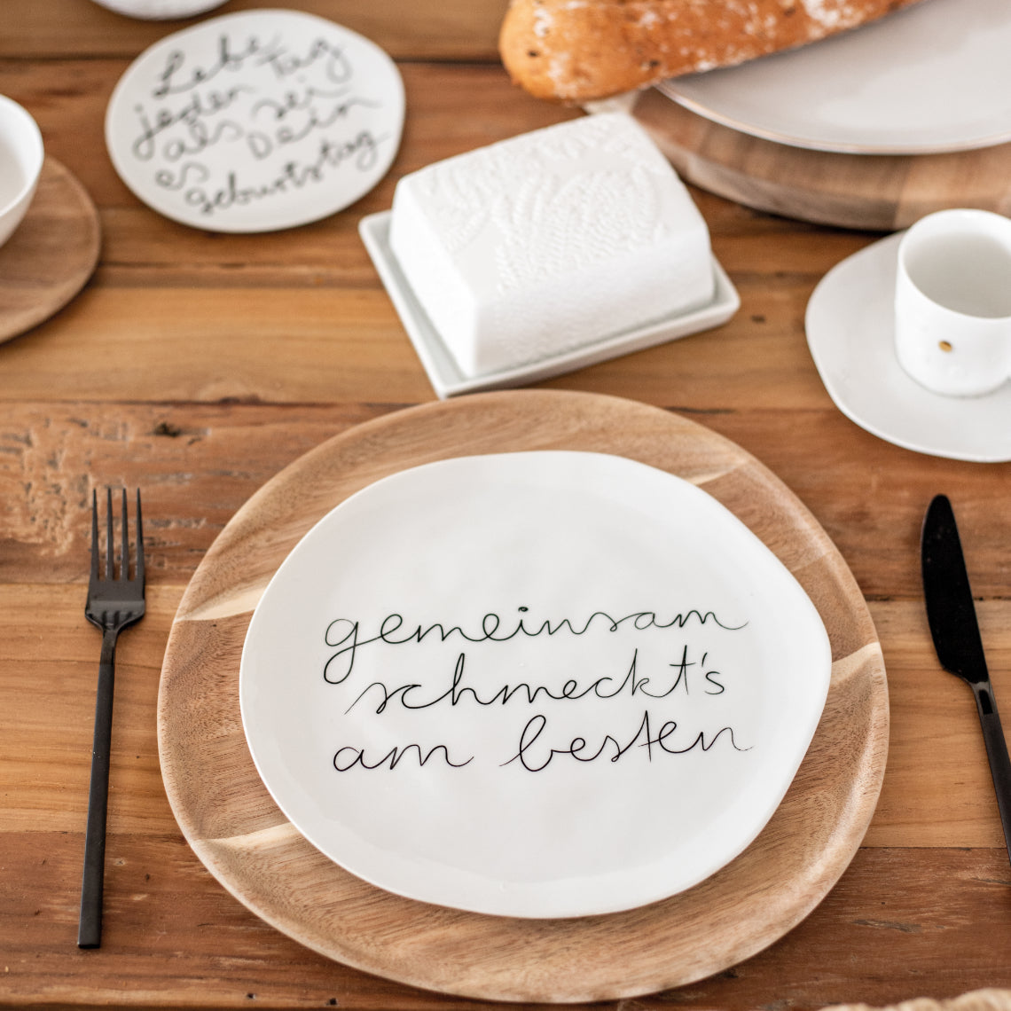 Large acacia wood plate lifestyle