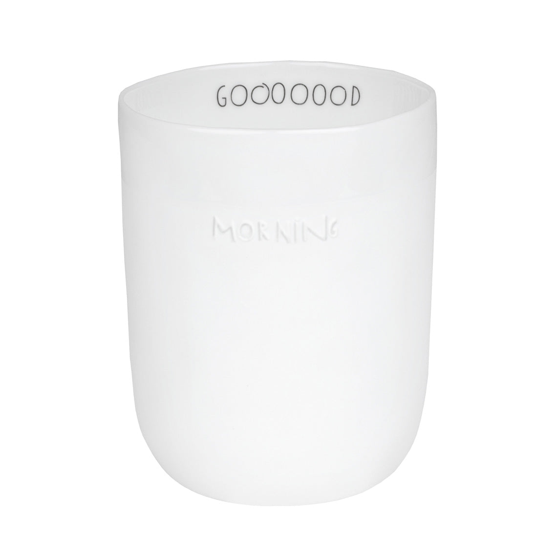 Goooood Morning porcelain handleless mug
