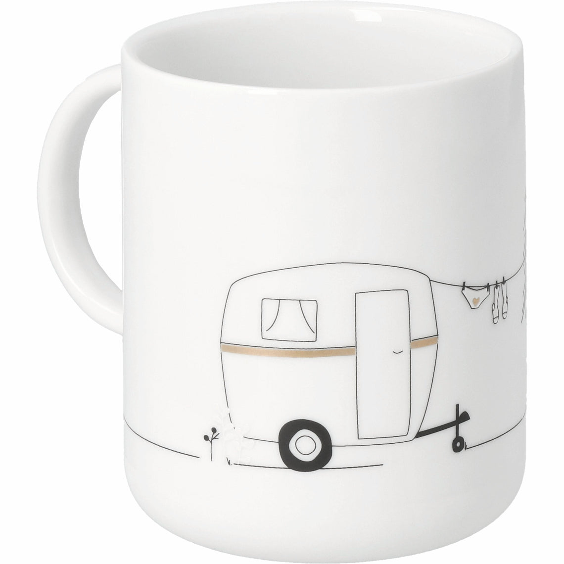 Camping porcelain mug rear view
