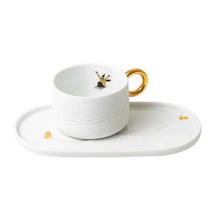 Snowy Day porcelain serving plate with mug