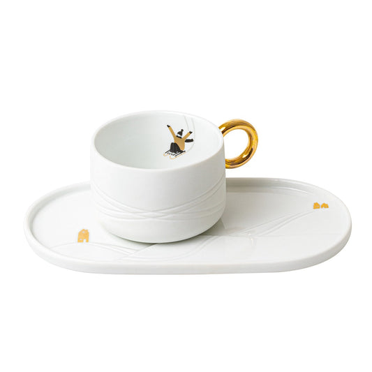 Snowy Day porcelain serving plate with mug