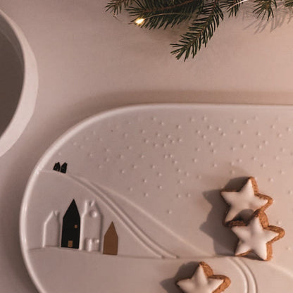 Snowy Day porcelain platter detail