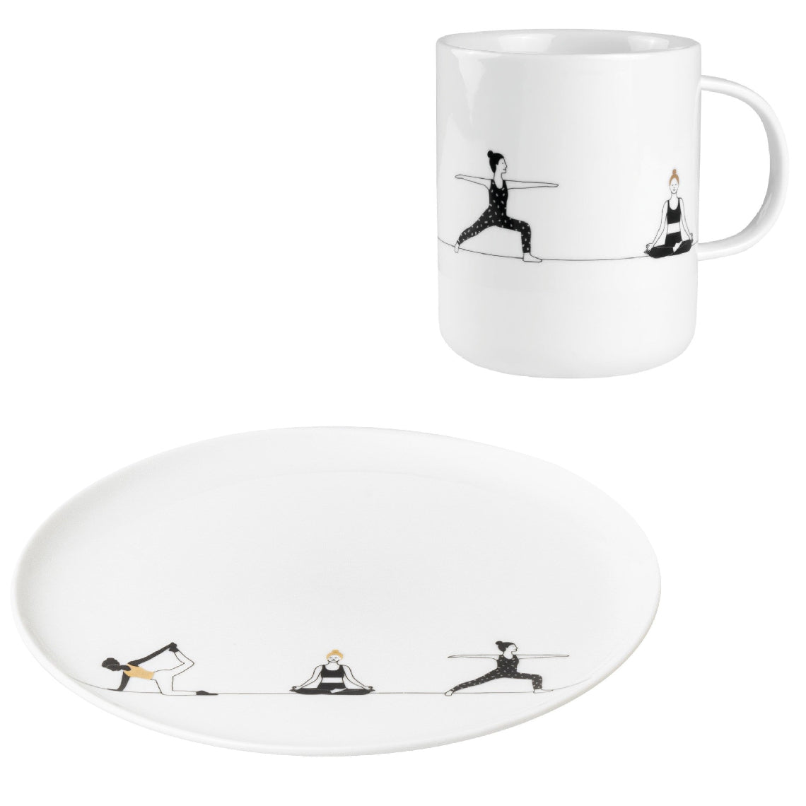 Yoga porcelain plate and mug set