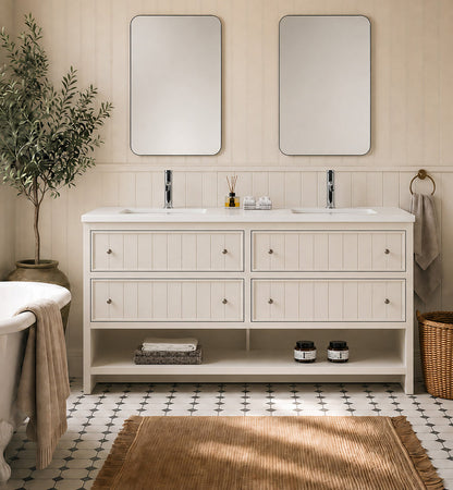 Rennes 72 inch Cream White bathroom vanity