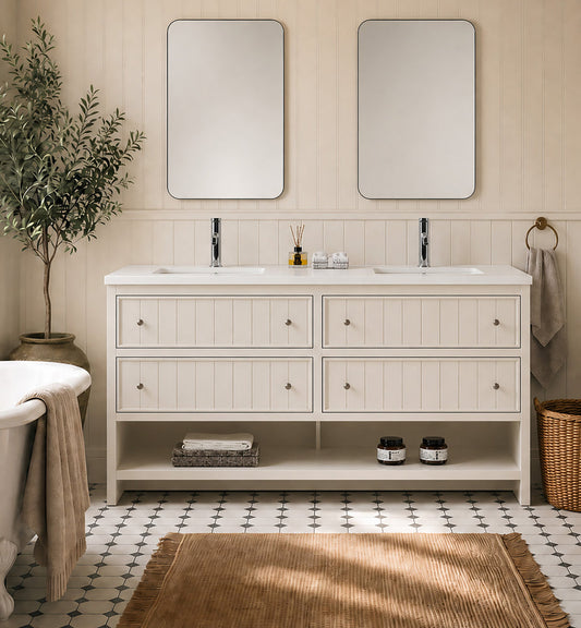 Rennes 72 inch Cream White bathroom vanity