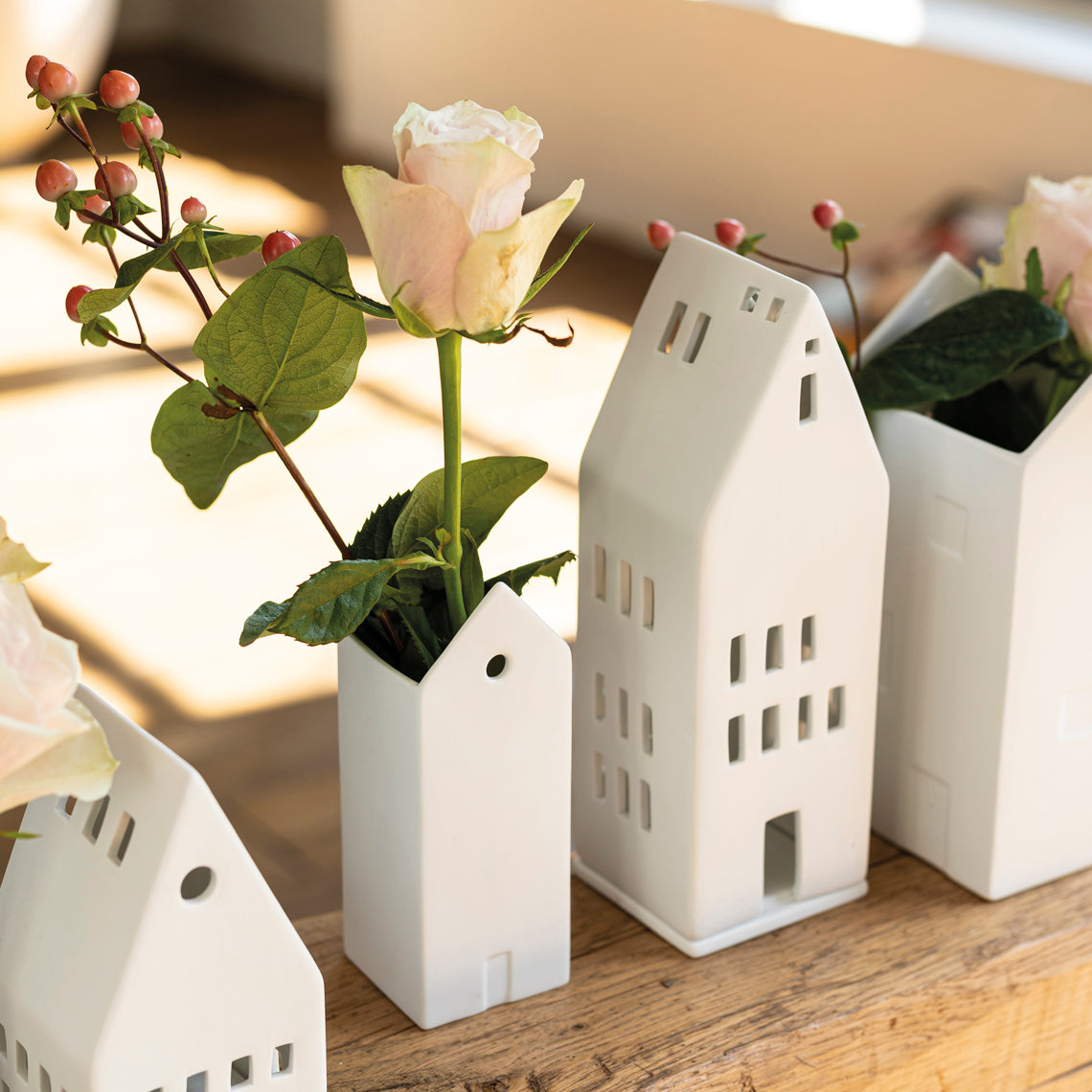 Scandinavian Style Porcelain House Shaped Vase - Food Safe, Decorative Organizer product image