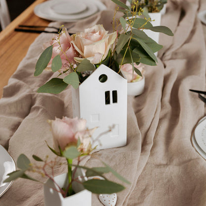 Scandinavian Style Porcelain House Shaped Vase - Food Safe, Decorative Organizer product image