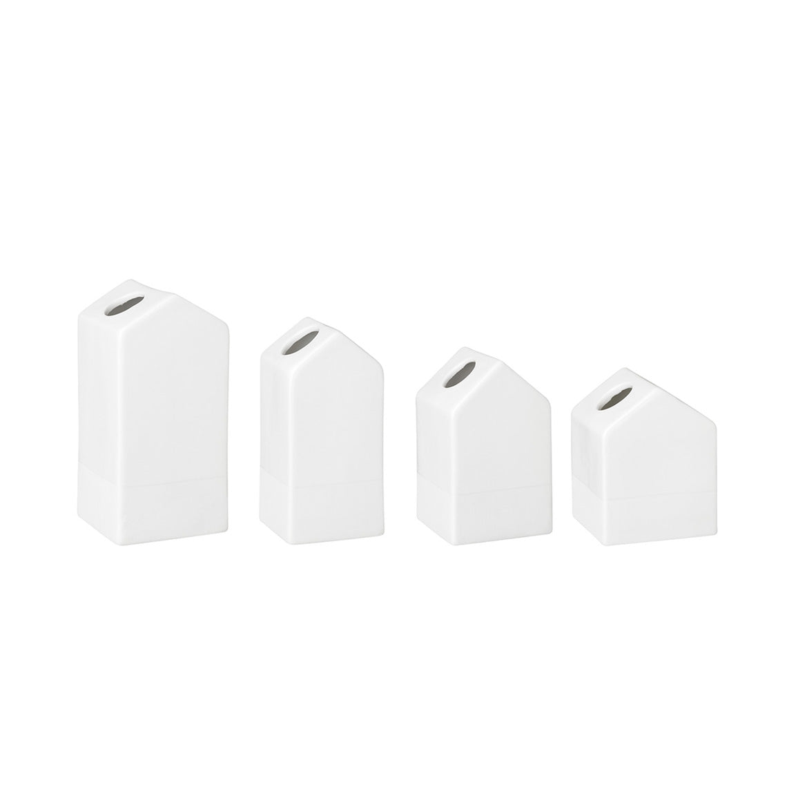 Scandinavian Style Porcelain House Shaped Vase Set of 4 - Sculptural Vase