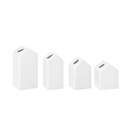 Scandinavian Style Porcelain House Shaped Vase Set of 4 - Sculptural Vase