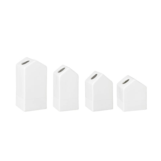 Scandinavian Style Porcelain House Shaped Vase Set of 4 - Sculptural Vase