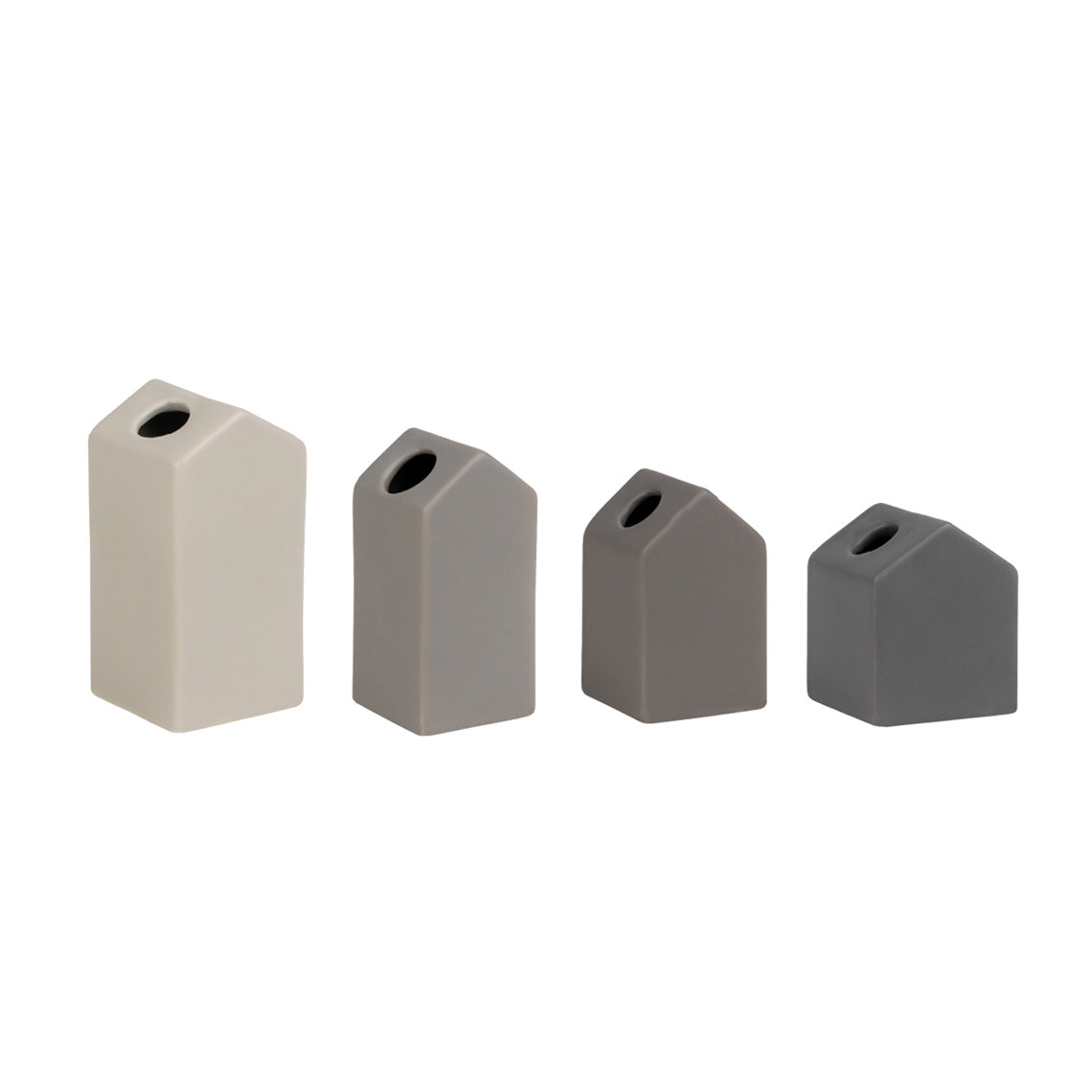 Scandinavian Style Porcelain House Shaped Vase Set of 4 - Sculptural Vase product image