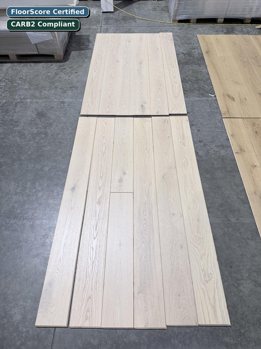 Oslo White Urban Estate engineered European oak flooring — FloorScore Certified, CARB2 Compliant