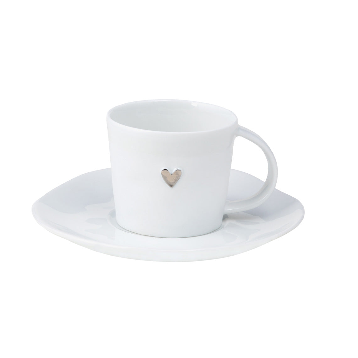 Love Heart Porcelain Espresso Cup with Saucer Set