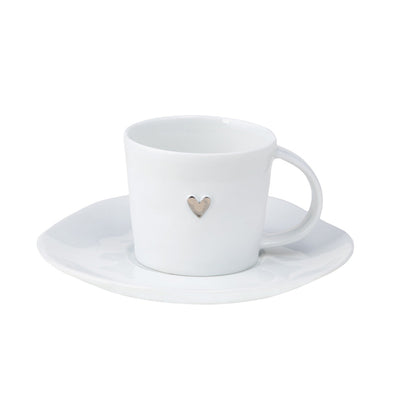 Love Heart Porcelain Espresso Cup with Saucer Set