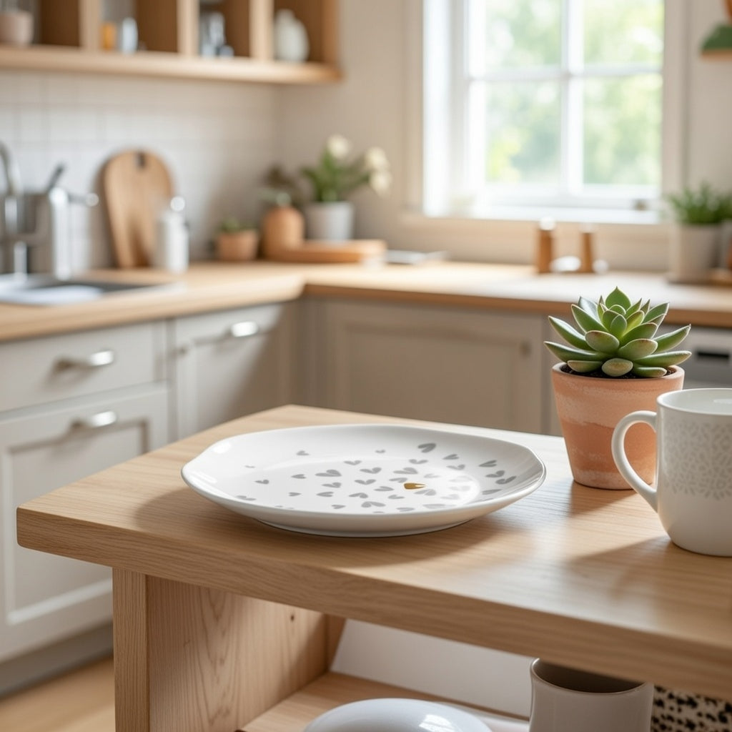 White Porcelain Heart Plate lifestyle