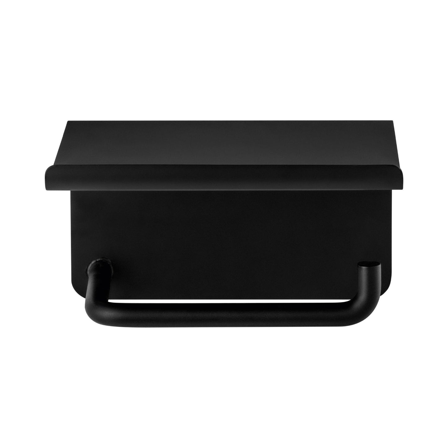 MODO black wall-mounted toilet paper holder with tray