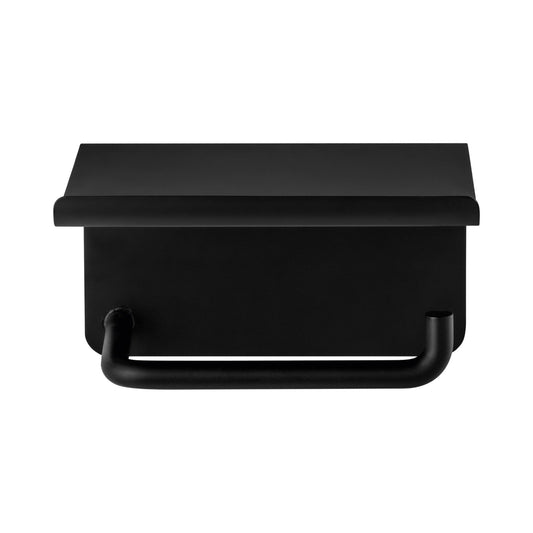 MODO black wall-mounted toilet paper holder with tray