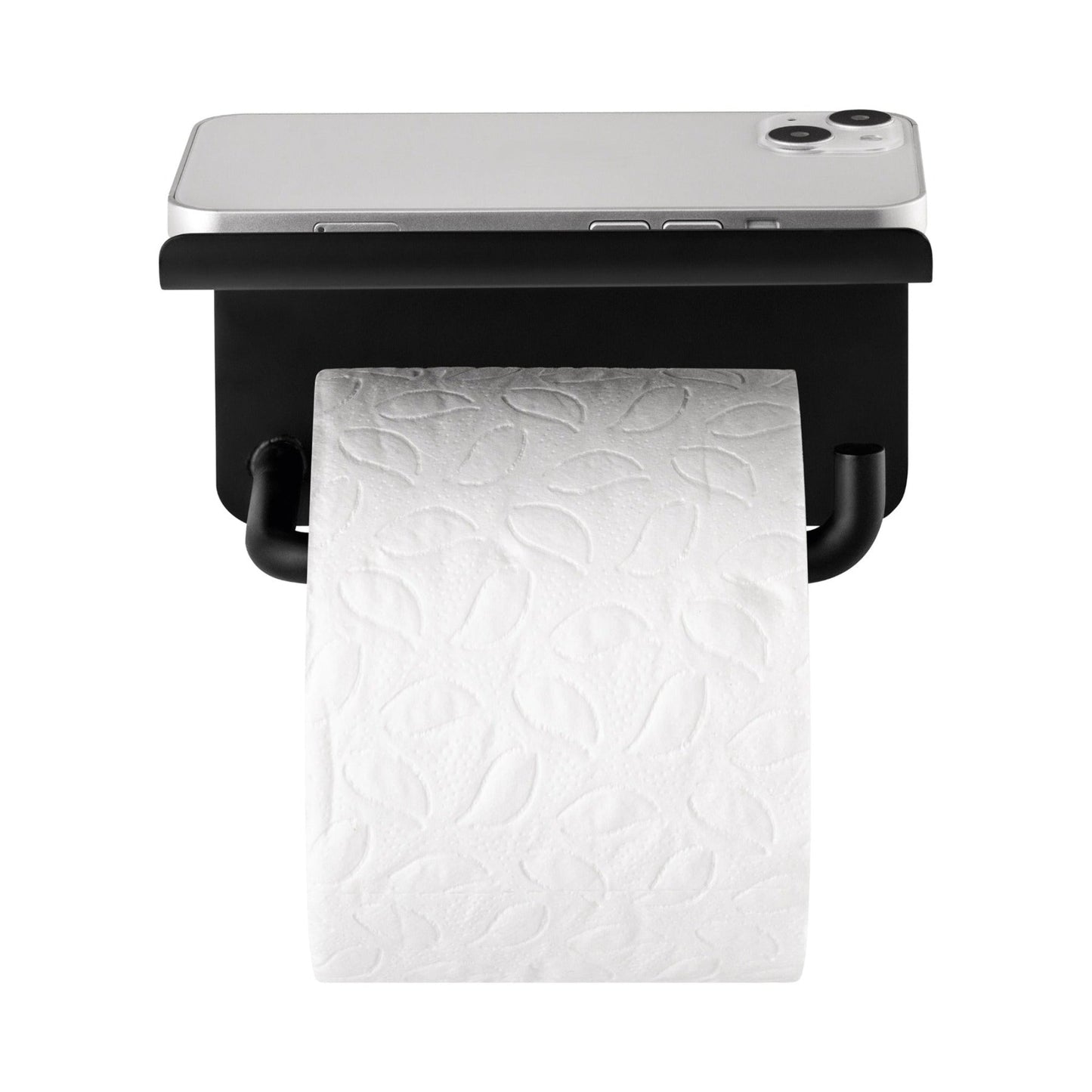 MODO black toilet paper holder with tray lifestyle view