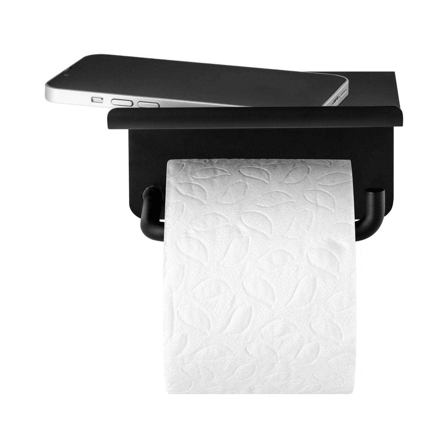 MODO black toilet paper holder with phone tray
