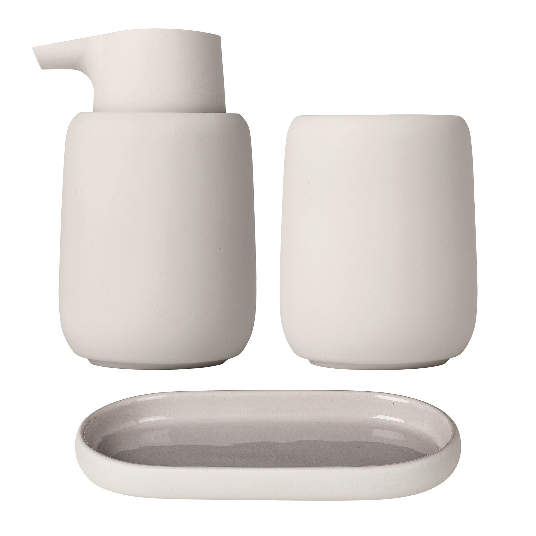 SONO bathroom accessory set in Moonbeam cream