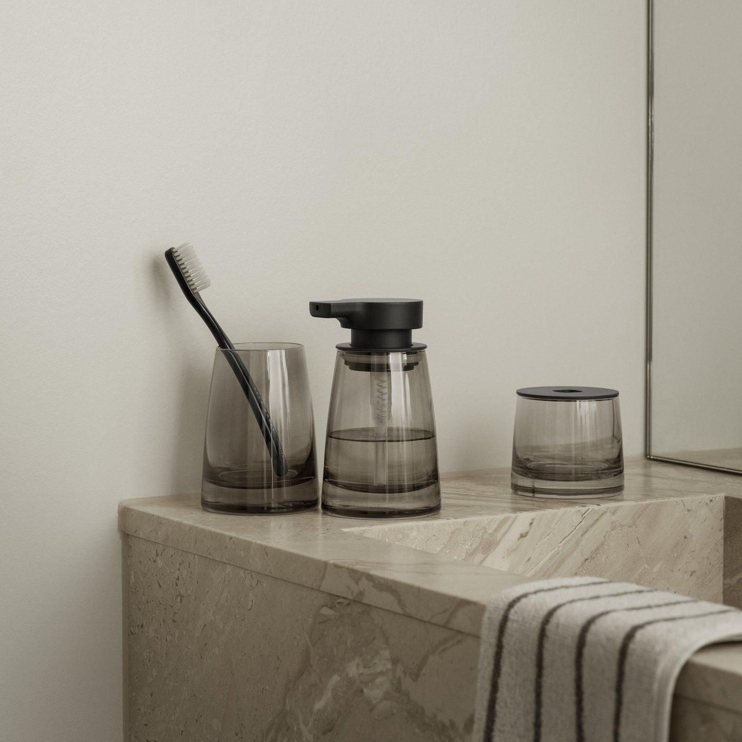 AVA tumbler and soap dispenser lifestyle