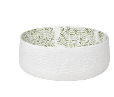 Porcelain serving bowl with painted vines