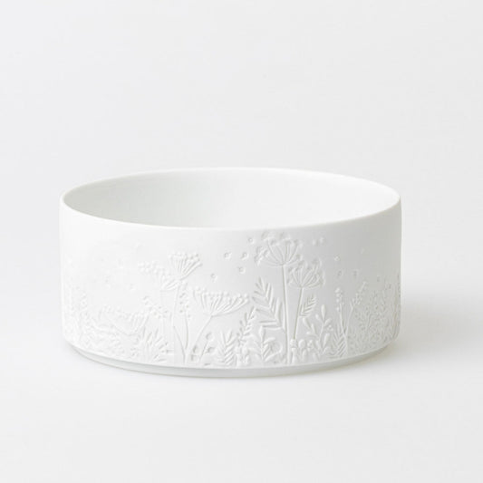 White Porcelain Decorative Serving Dish with Flower Garden Design