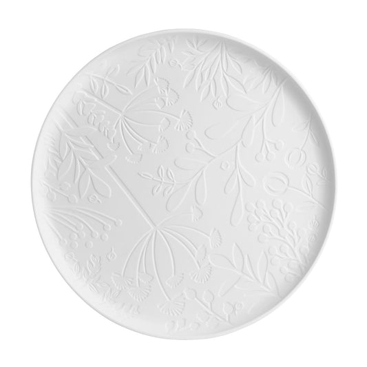 White Porcelain Decorative Serving Tray with Flower Garden Design