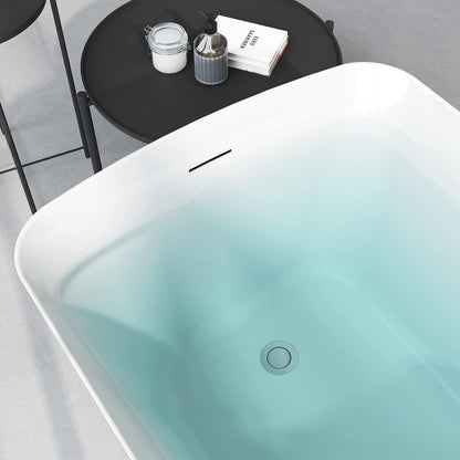 47'' Acrylic Rectangle Freestanding Built-in Seat Japanese Soaking Bathtub